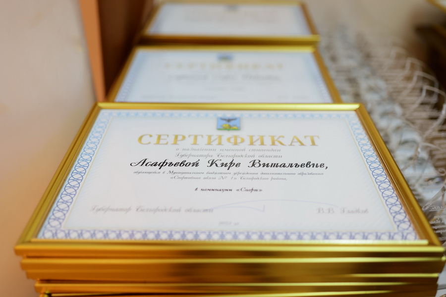 Четверо наших спортсменов получили именную стипендию губернатора Белгородской области Вячеслава Гладкова.