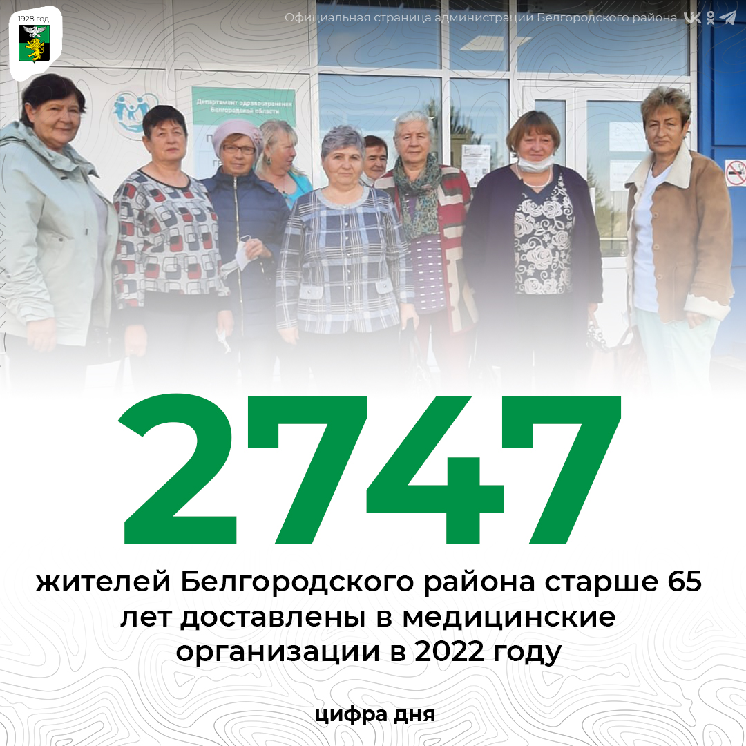 В 2022 году в медицинские организации доставили 2747 жителей Белгородского района возрастом старше 65 лет