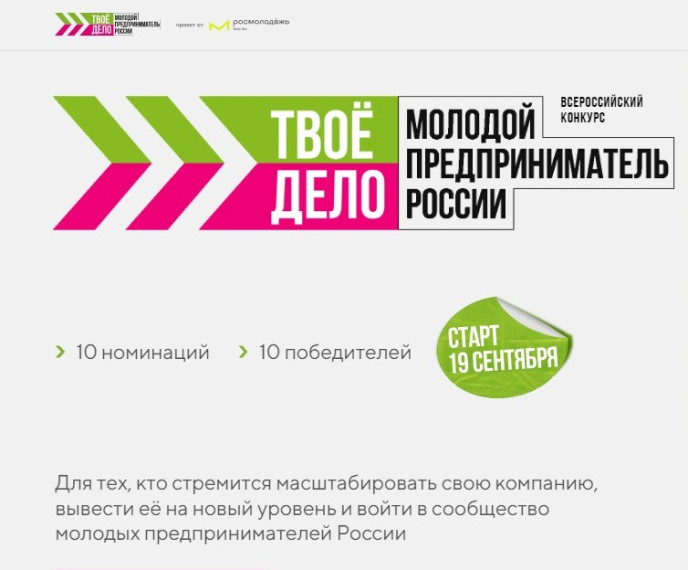 Стартовал Всероссийский конкурс «ТВОЁ ДЕЛО. Молодой предприниматель России».. Стартовал Всероссийский конкурс «ТВОЁ ДЕЛО. Молодой предприниматель России»..